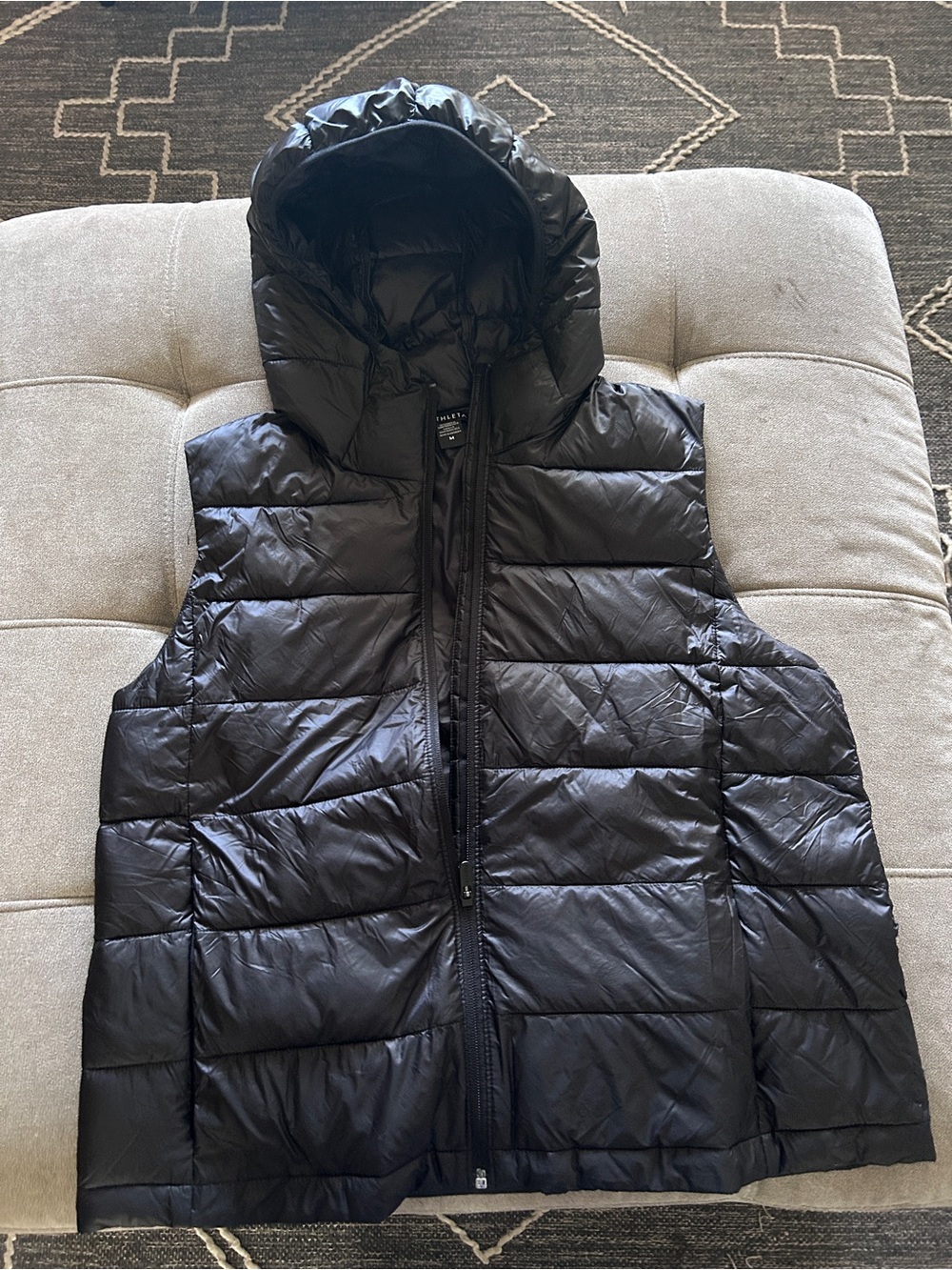 Athleta Black Hooded Puffer Vest for Kids